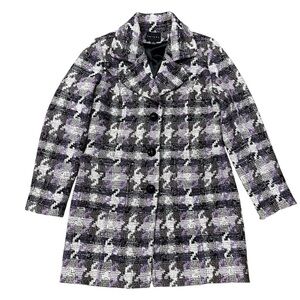 TRIBAL Purple Black White Houndstooth Longline Wool Blend Jacket Blazer Size 8